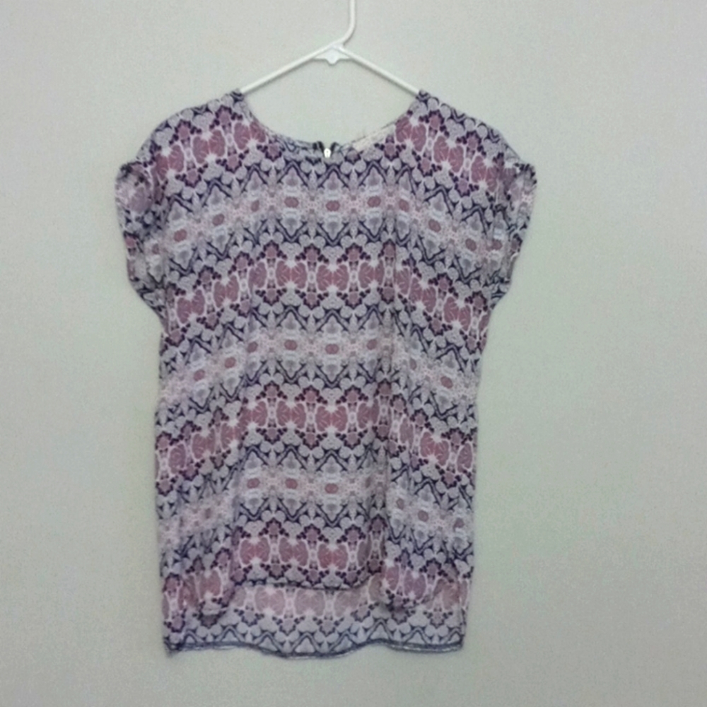 Pink & blue pattern blouse